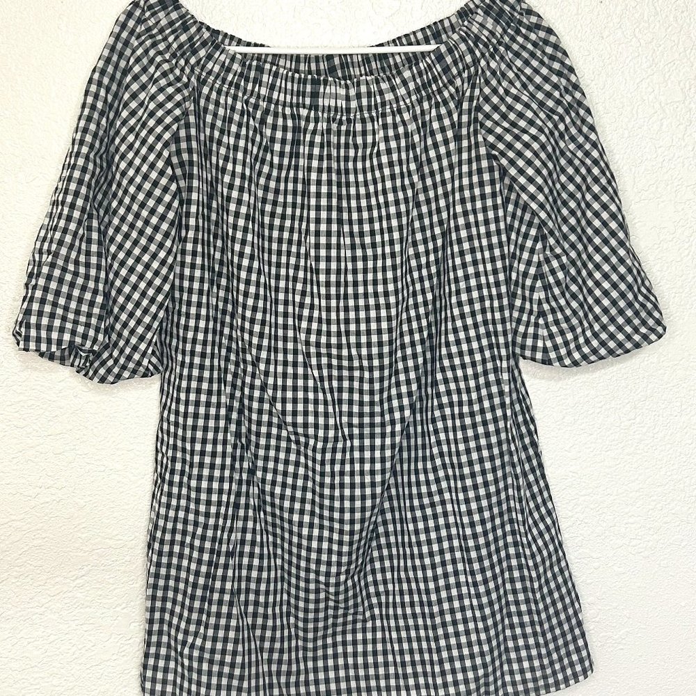 Off shoulder White-Black checker Board Dress